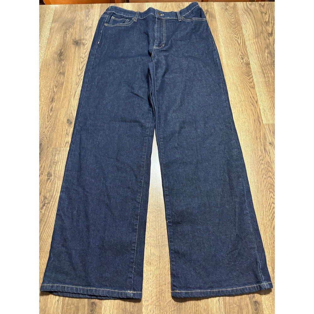 No Boundaries Jeans Women Size 12-14 Dark Wash Denim High Rise Stretch Wide Leg